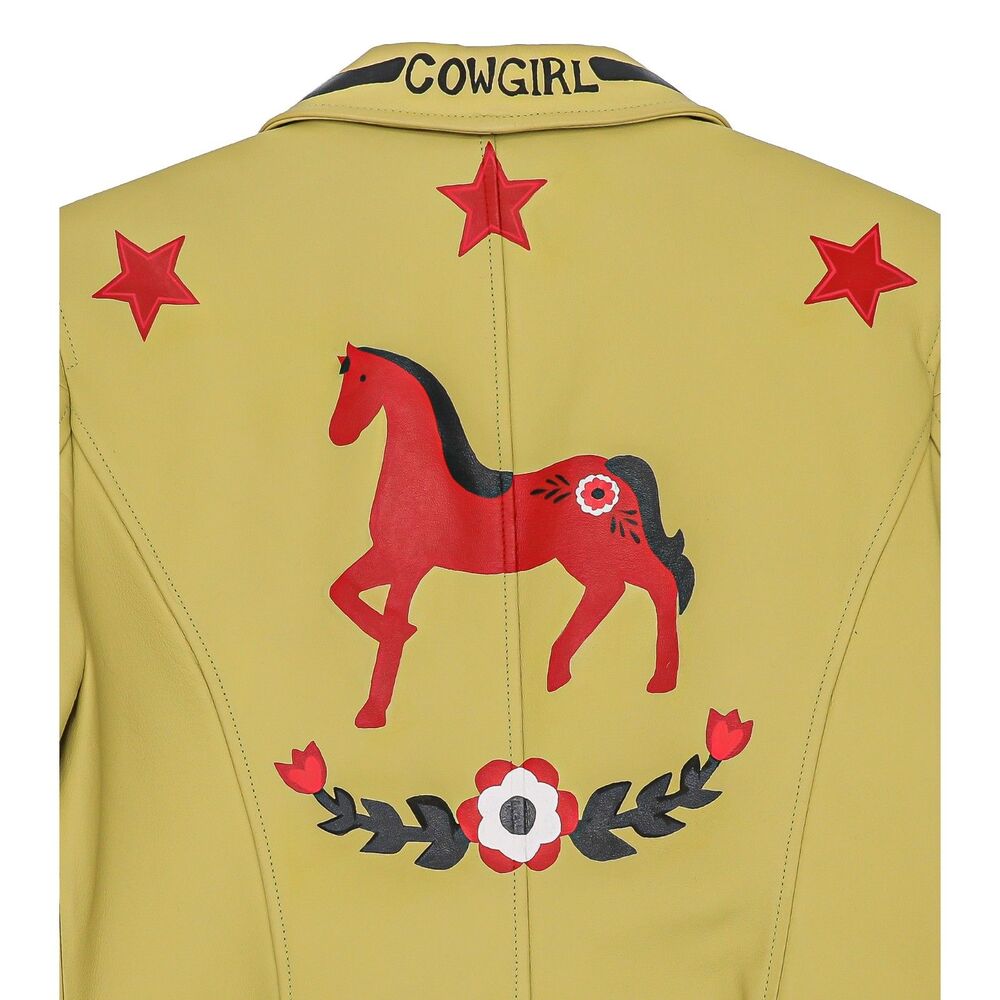 Vintage Western Leather Jacket Size Medium Hand Painted Jacket - Picture 6 of 8